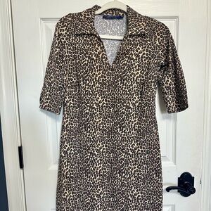 Katherine Way Leopard Print 1/2 Sleeve Dress XS NWOT